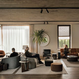 Roller Max coffee table - varnished mahogany - dark brown - round - removable cover White Cliff Studio COFFEE TABLE