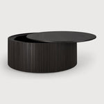 Roller Max coffee table - varnished mahogany - dark brown - round - removable cover White Cliff Studio COFFEE TABLE