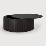 Roller Max coffee table - varnished mahogany - dark brown - round - removable cover White Cliff Studio COFFEE TABLE