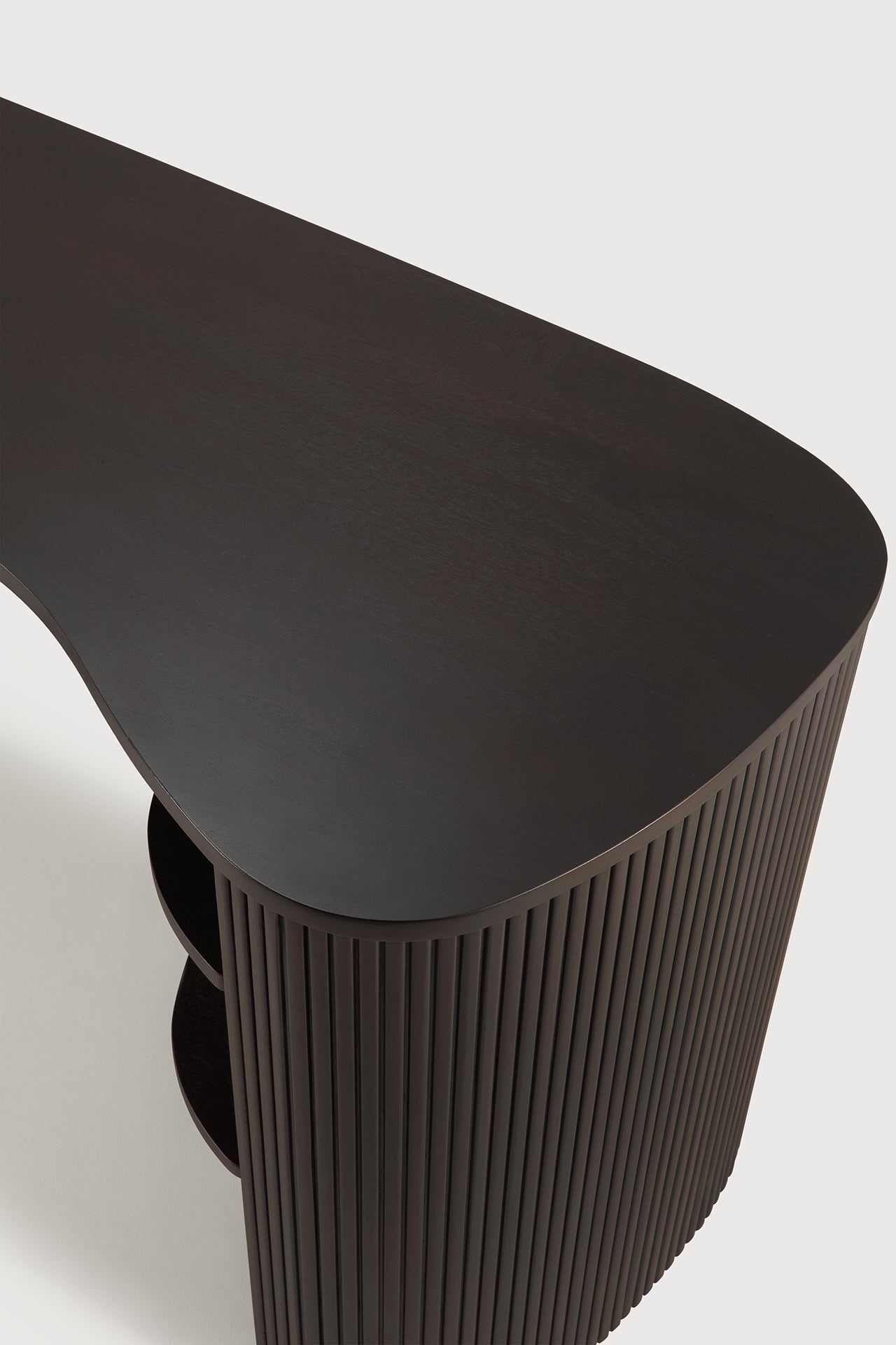 Roller Max desk - varnished mahogany - dark brown - pebble shape White Cliff Studio Desk