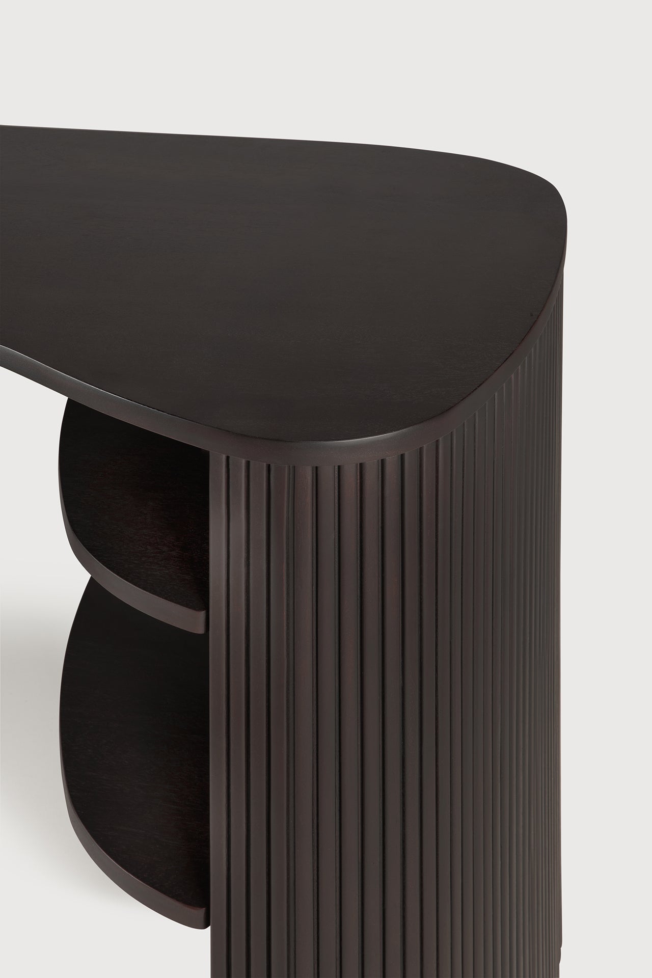 Roller Max desk - varnished mahogany - dark brown - pebble shape White Cliff Studio Desk