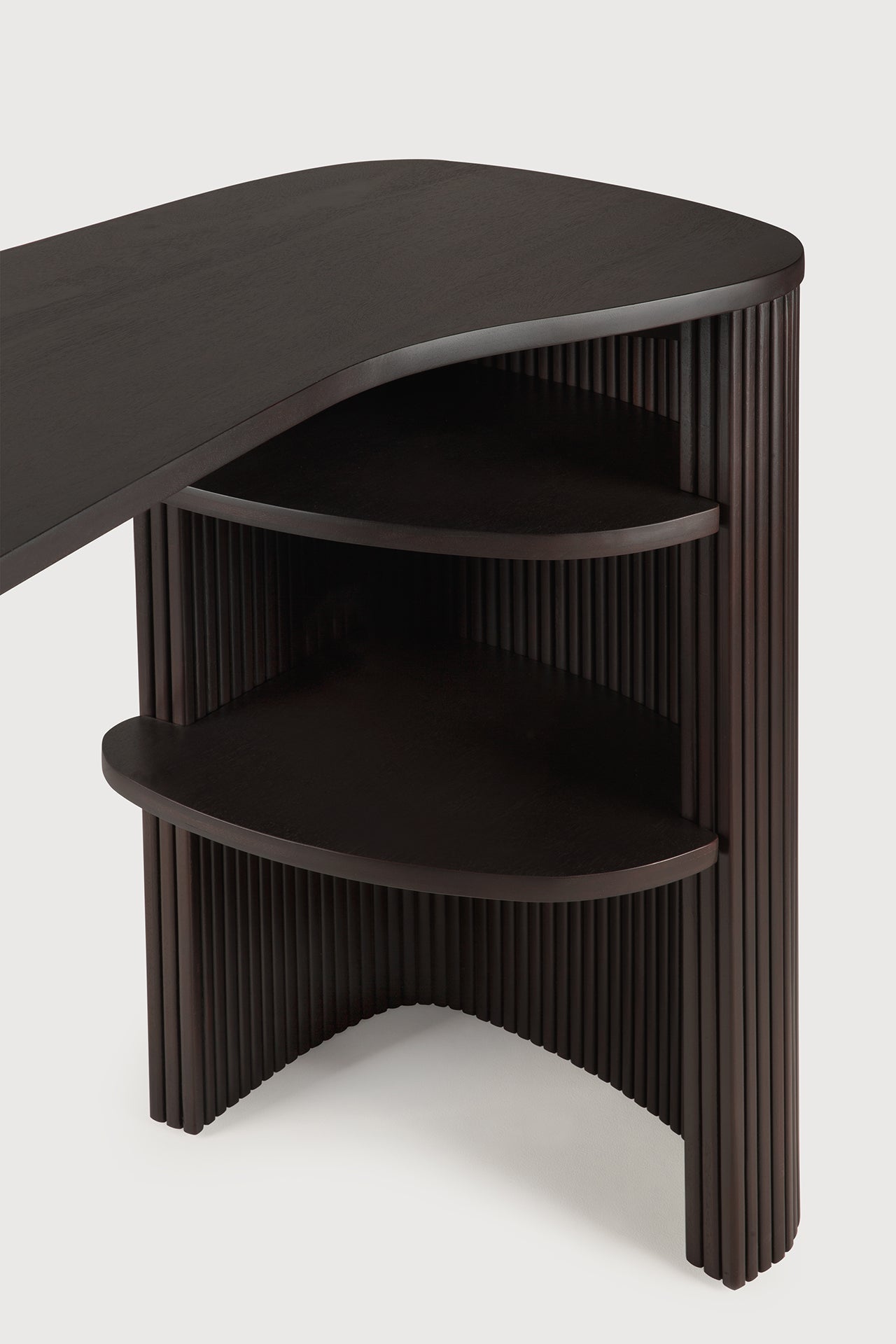 Roller Max desk - varnished mahogany - dark brown - pebble shape White Cliff Studio Desk