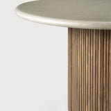 Roller Max outdoor dining table - varnished concrete top - reclaimed teak base - Light Grey - round White Cliff Studio Outdoor Dining Table