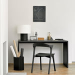 Roller Max paper basket - varnished mahogany - black White Cliff Studio Trash can