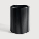 Roller Max paper basket - varnished mahogany - black White Cliff Studio Trash can