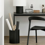 Roller Max paper basket - varnished mahogany - black White Cliff Studio Trash can