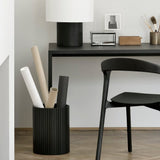 Roller Max paper basket - varnished mahogany - black White Cliff Studio Trash can