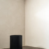 Roller Max paper basket - varnished mahogany - black White Cliff Studio Trash can