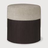 Roller Max pouf - varnished mahogany - dark brown - Rice fabric White Cliff Studio Ottoman