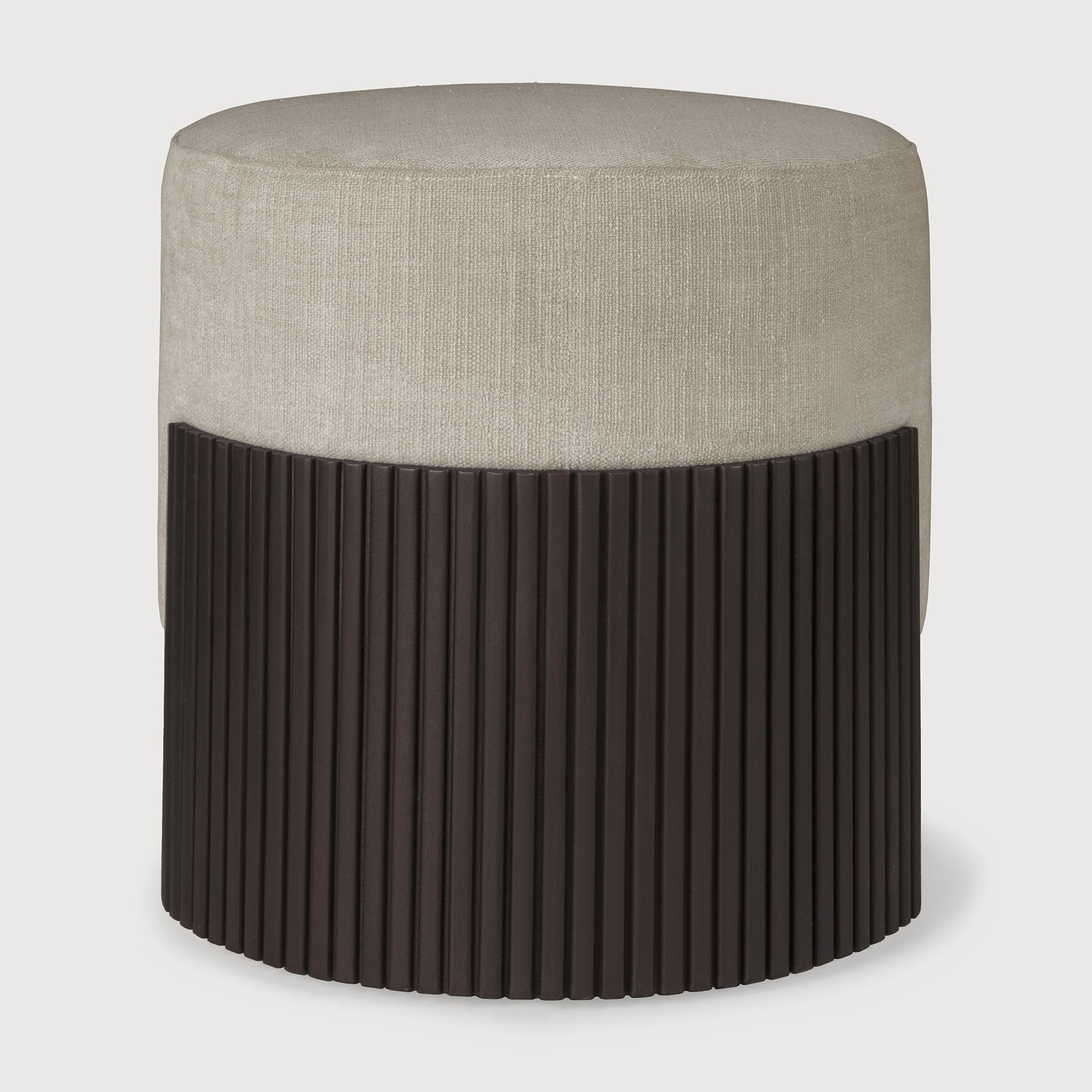 Roller Max pouf - varnished mahogany - dark brown - Rice fabric White Cliff Studio Ottoman