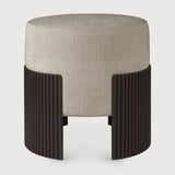 Roller Max pouf - varnished mahogany - dark brown - Rice fabric White Cliff Studio Ottoman