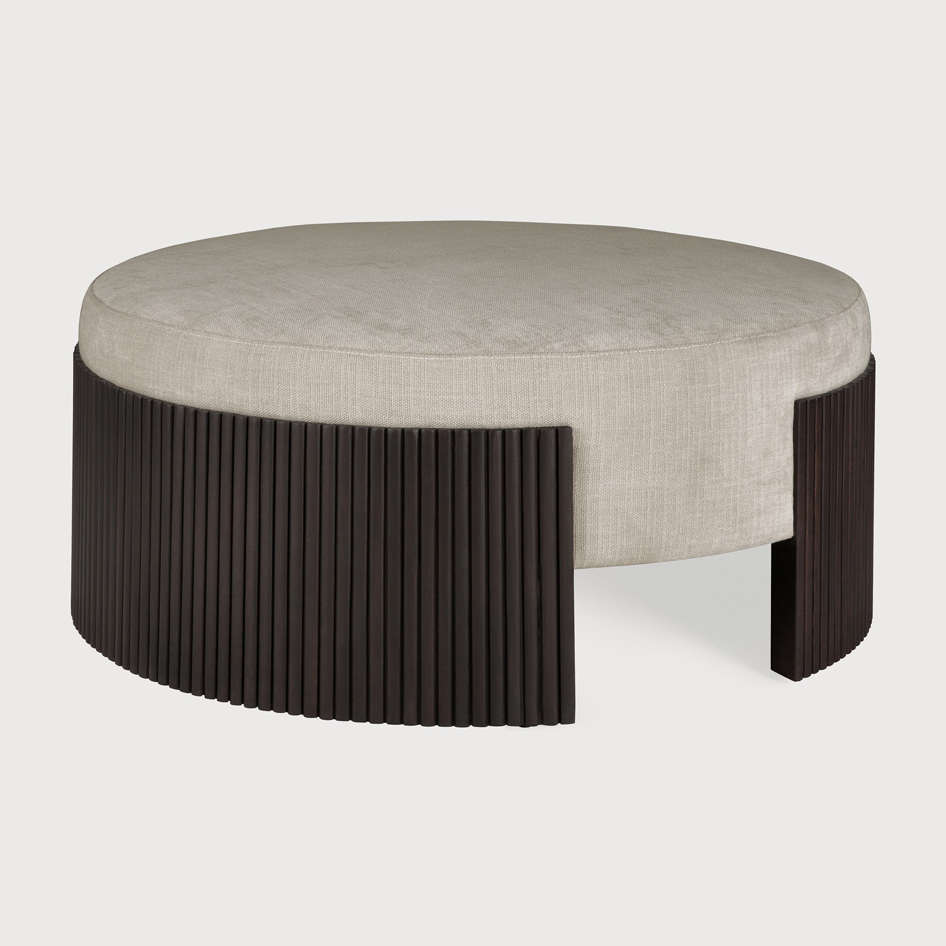 Roller Max pouf - varnished mahogany - dark brown - Rice fabric White Cliff Studio Ottoman