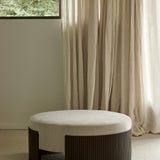 Roller Max pouf - varnished mahogany - dark brown - Rice fabric White Cliff Studio Ottoman