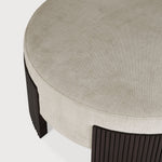 Roller Max pouf - varnished mahogany - dark brown - Rice fabric White Cliff Studio Ottoman