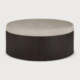 Roller Max pouf - varnished mahogany - dark brown - Rice fabric White Cliff Studio Ottoman