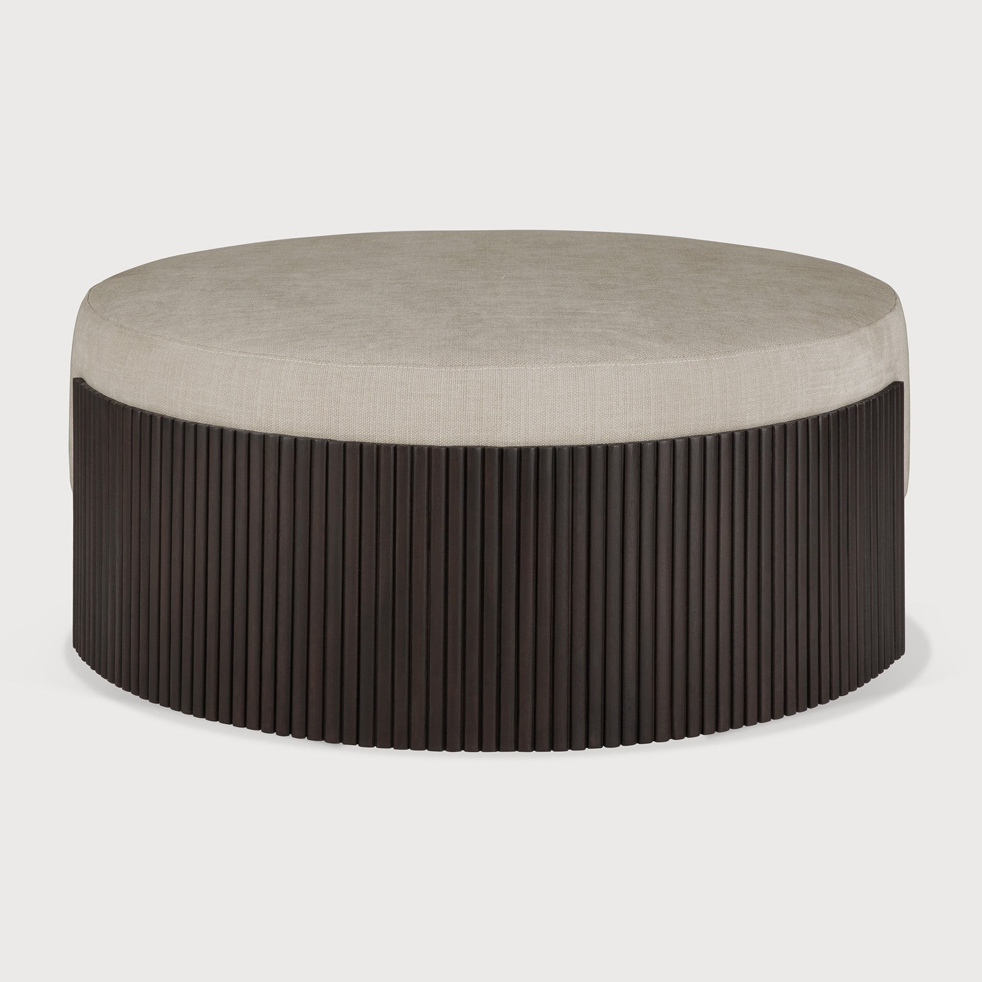 Roller Max pouf - varnished mahogany - dark brown - Rice fabric White Cliff Studio Ottoman