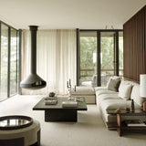 Roller Max pouf - varnished mahogany - dark brown - Rice fabric White Cliff Studio Ottoman