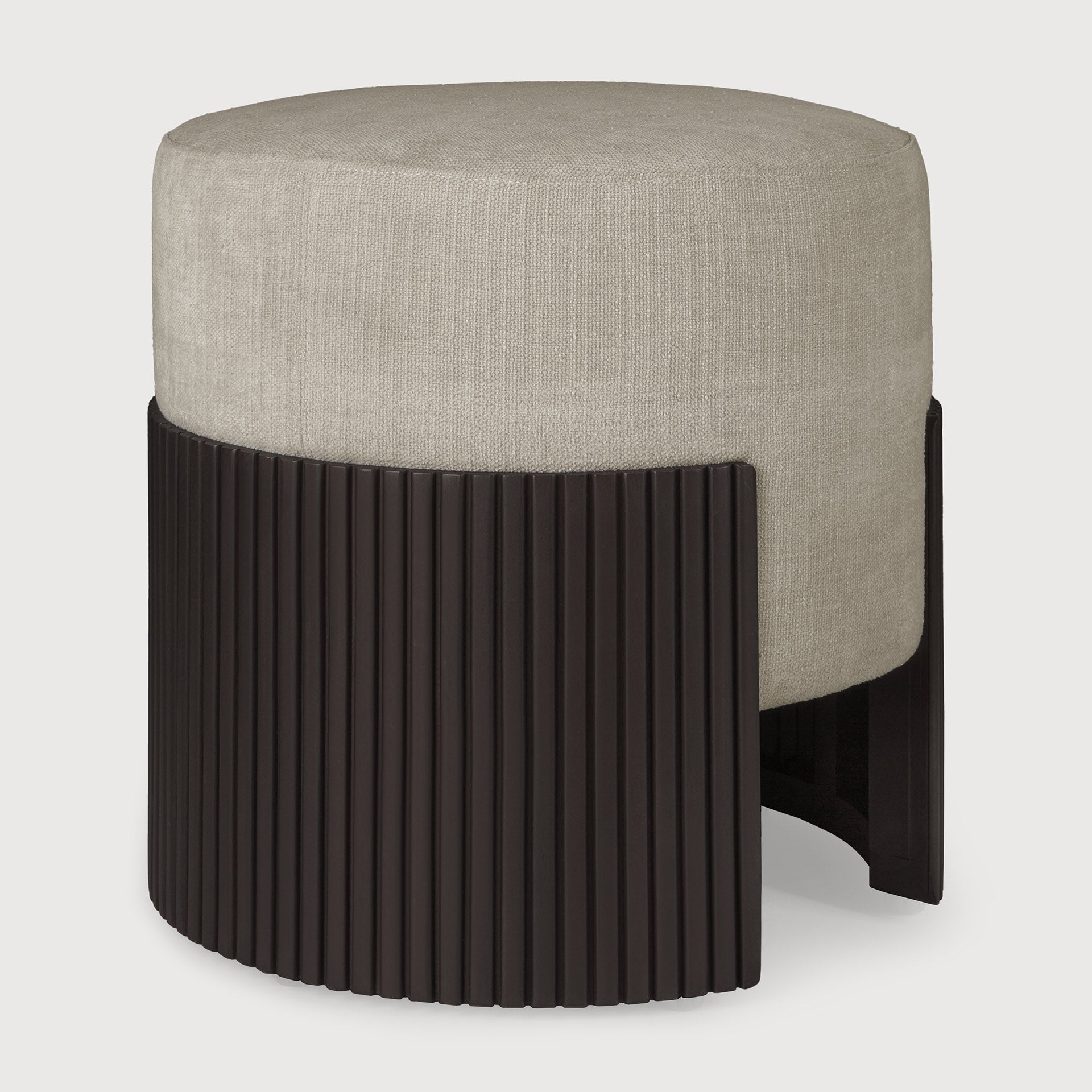 Roller Max pouf - varnished mahogany - dark brown - Rice fabric White Cliff Studio Ottoman