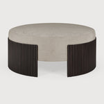 Roller Max pouf - varnished mahogany - dark brown - Rice fabric White Cliff Studio Ottoman
