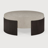 Roller Max pouf - varnished mahogany - dark brown - Rice fabric White Cliff Studio Ottoman
