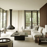 Roller Max pouf - varnished mahogany - dark brown - Rice fabric White Cliff Studio Ottoman