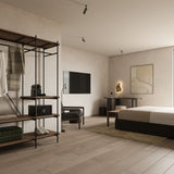 Roller Max side table - varnished mahogany - dark brown - round - removable cover White Cliff Studio Side Table