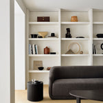 Roller Max side table - varnished mahogany - dark brown - round - removable cover White Cliff Studio Side Table