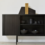Roller Max sideboard - varnished teak - off black - 2 sliding doors White Cliff Studio Sideboard