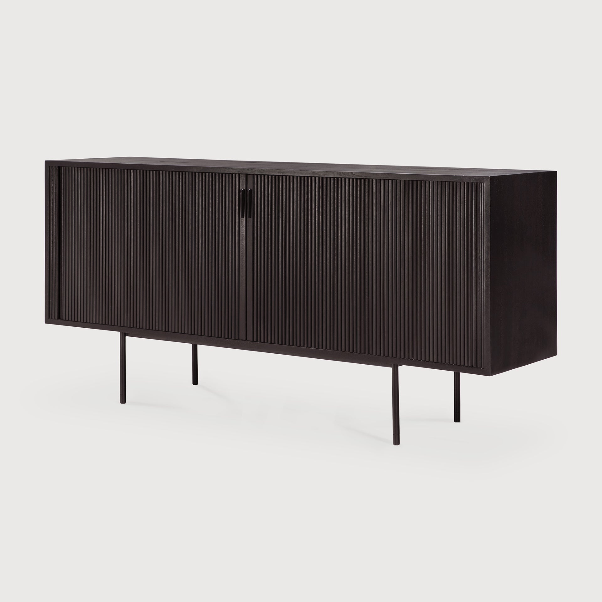 Roller Max sideboard - varnished teak - off black - 2 sliding doors White Cliff Studio Sideboard