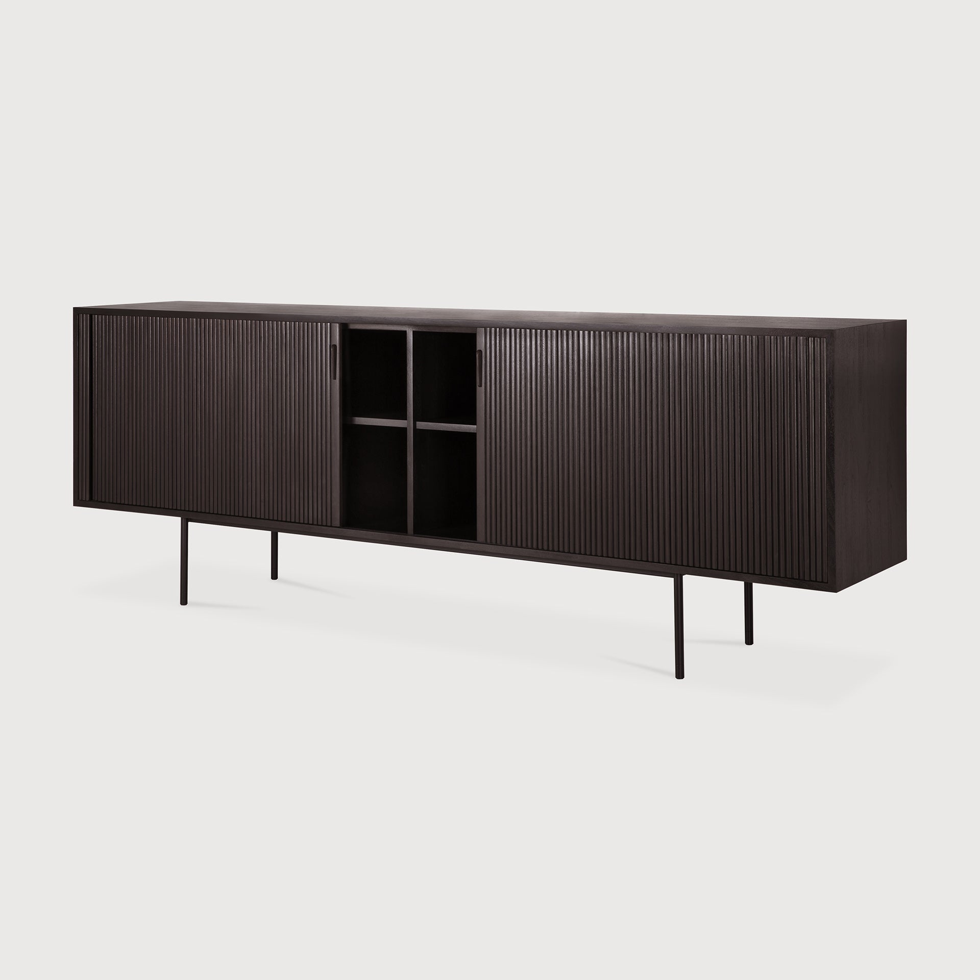 Roller Max sideboard - varnished teak - off black - 2 sliding doors White Cliff Studio Sideboard