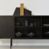 Roller Max sideboard - varnished teak - off black - 2 sliding doors White Cliff Studio Sideboard