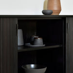 Roller Max sideboard - varnished teak - off black - 2 sliding doors White Cliff Studio Sideboard
