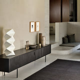 Roller Max TV cupboard - varnished teak - off black - 2 sliding doors - 1 inside drawer White Cliff Studio Media Console