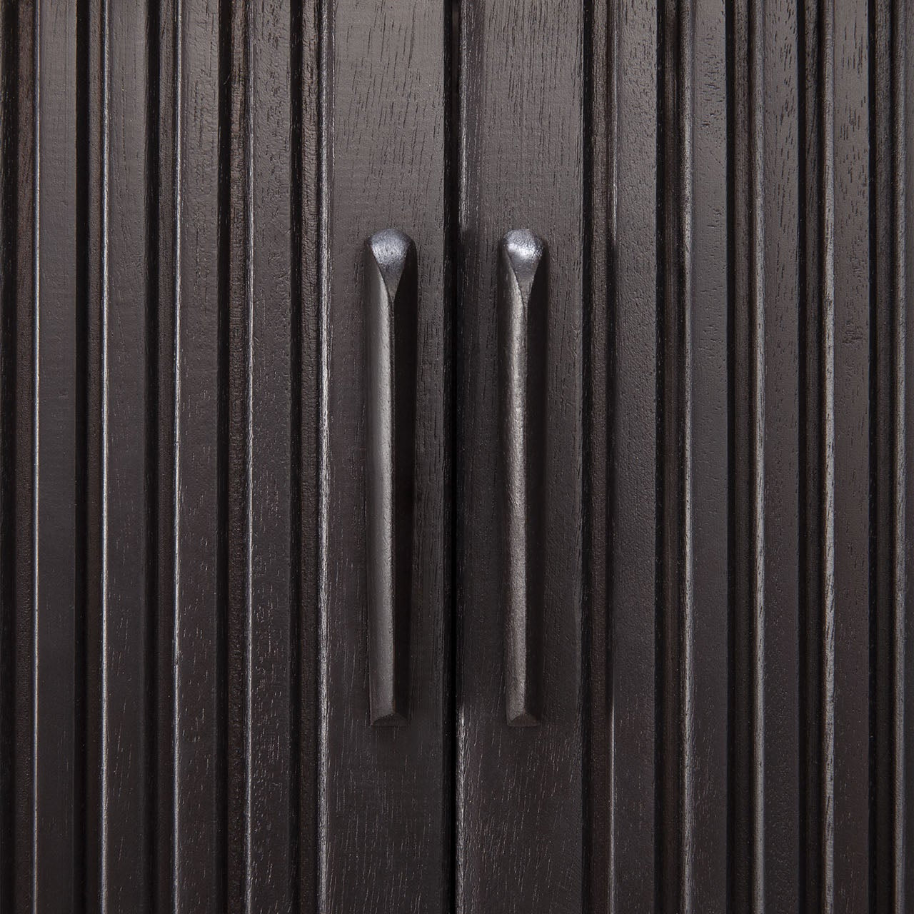 Roller Max TV cupboard - varnished teak - off black - 2 sliding doors - 1 inside drawer White Cliff Studio Media Console