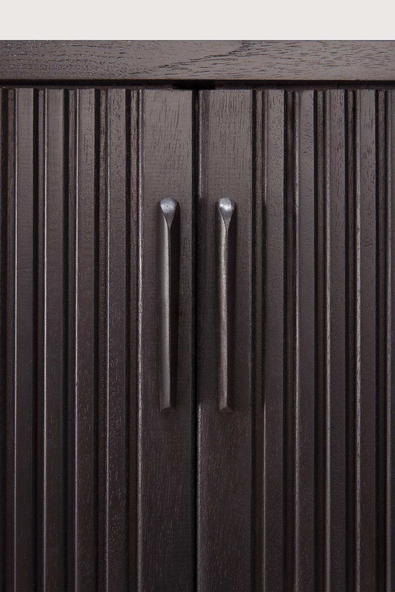 Roller Max TV cupboard - varnished teak - off black - 2 sliding doors - 1 inside drawer White Cliff Studio Media Console