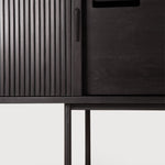 Roller Max TV cupboard - varnished teak - off black - 2 sliding doors - 1 inside drawer White Cliff Studio Media Console