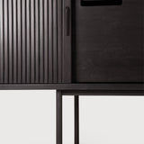 Roller Max TV cupboard - varnished teak - off black - 2 sliding doors - 1 inside drawer White Cliff Studio Media Console