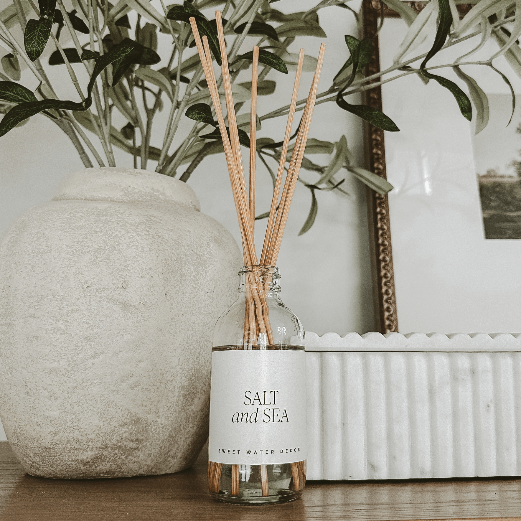 Salt and Sea Clear Reed Diffuser White Cliff Studio Reed Diffusers