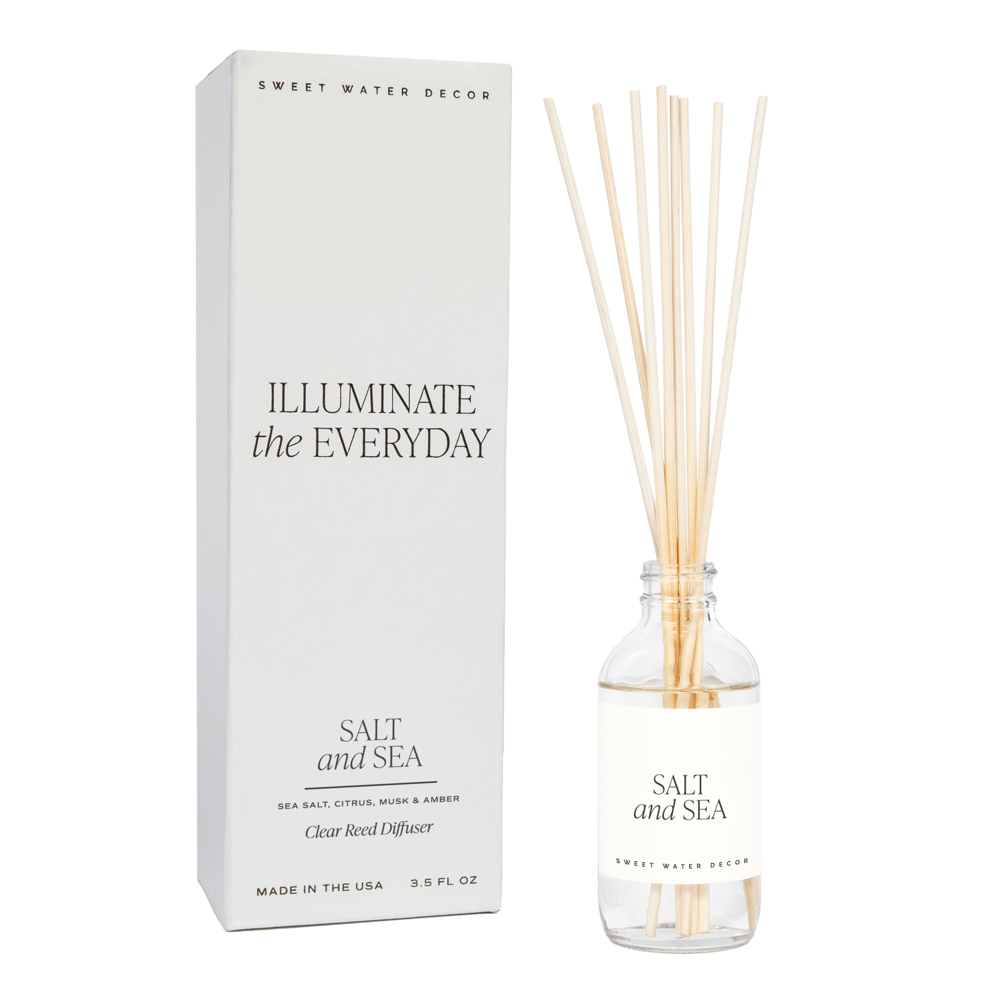 Salt and Sea Clear Reed Diffuser White Cliff Studio Reed Diffusers