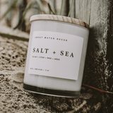 Salt and Sea Soy Candle - White Jar - 11 oz White Cliff Studio Candles and Candle Accessories