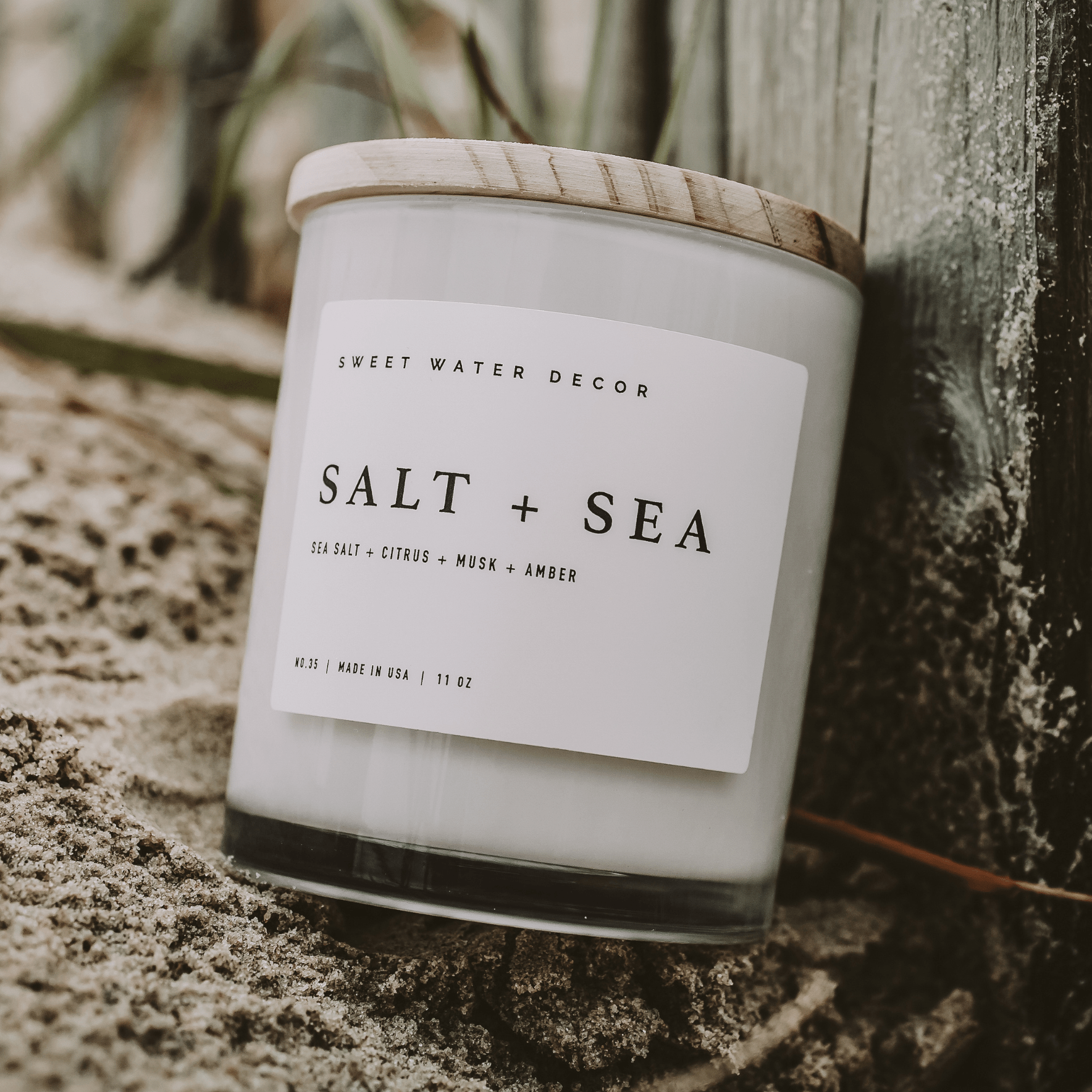 Salt and Sea Soy Candle - White Jar - 11 oz White Cliff Studio Candles and Candle Accessories