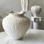 Sasha Textured Ceramic Vase - Ivory Cream 14.8" Home Decor