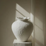 Sasha Textured Ceramic Vase - Ivory Cream 14.8" Home Decor