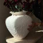 Sasha Textured Ceramic Vase - Ivory Cream 14.8" Home Decor