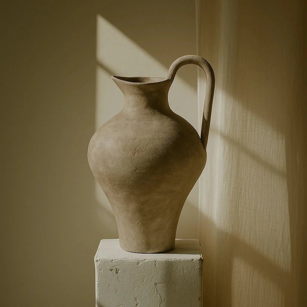 Scarlette White Ceramic Vase - 17" Tall Rustic Modern Decor