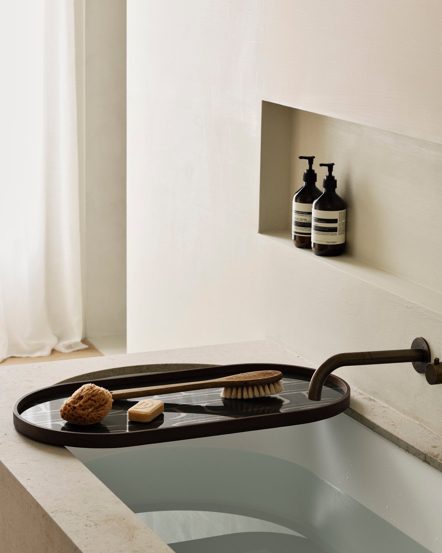 Second Nature tray - Moss - glass - oblong - M White Cliff Studio Trays