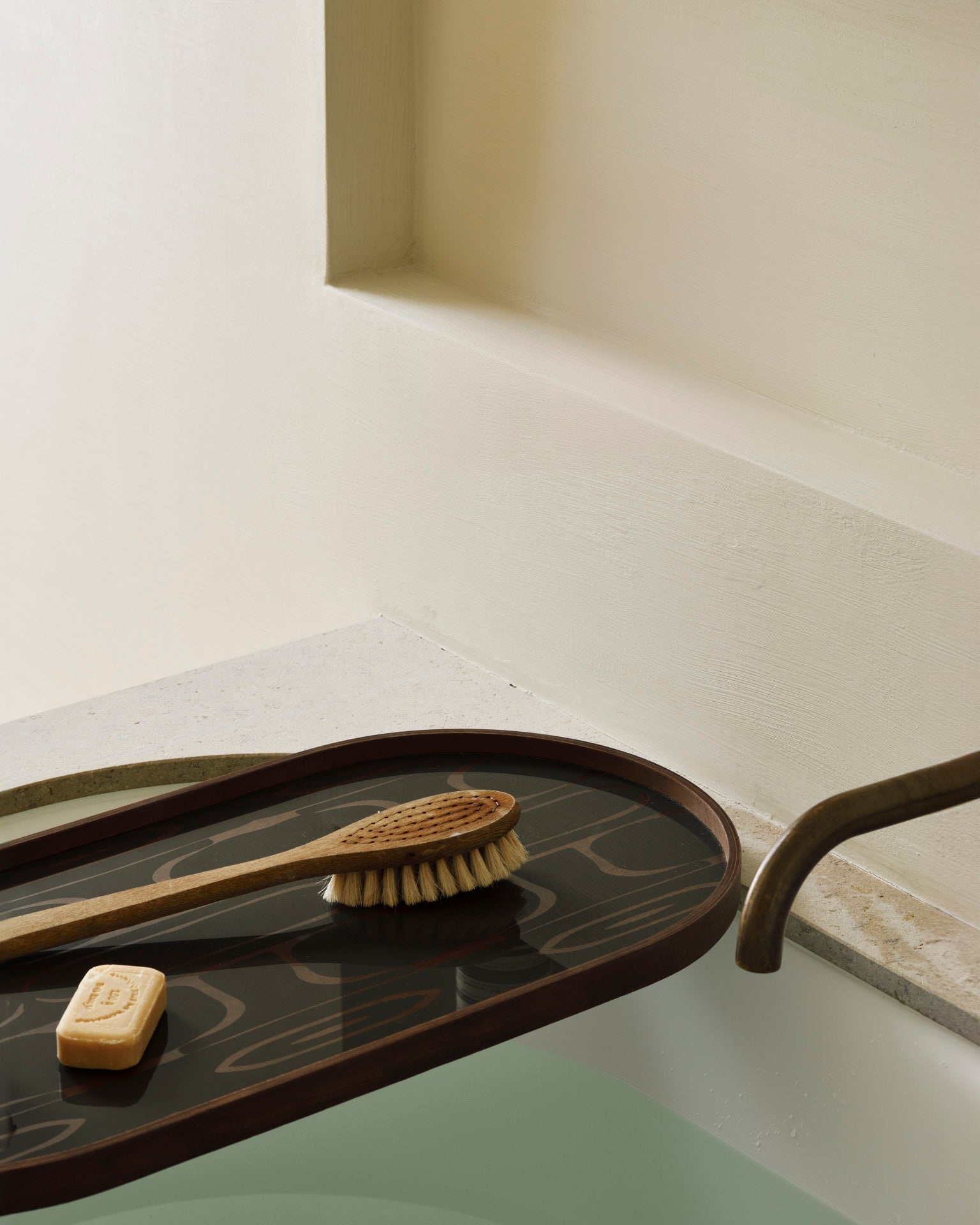 Second Nature tray - Moss - glass - oblong - M White Cliff Studio Trays