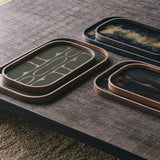 Second Nature valet tray - glass - Moss - rectangular - XL White Cliff Studio Trays