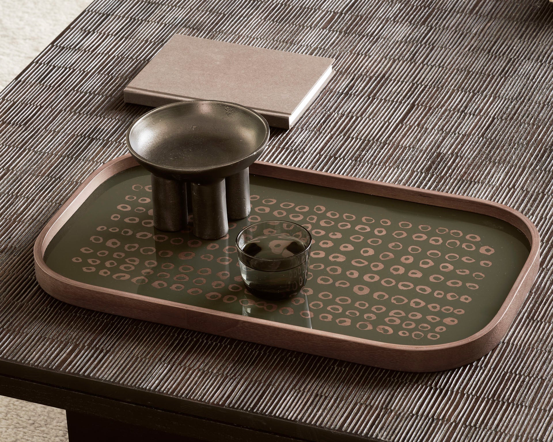 Second Nature valet tray - glass - Moss - rectangular - XL White Cliff Studio Trays