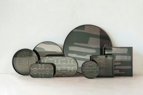 Second Nature valet tray - Moss - glass - rectangular White Cliff Studio Trays